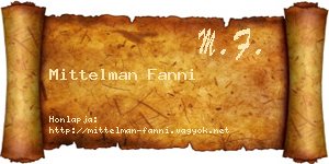 Mittelman Fanni névjegykártya